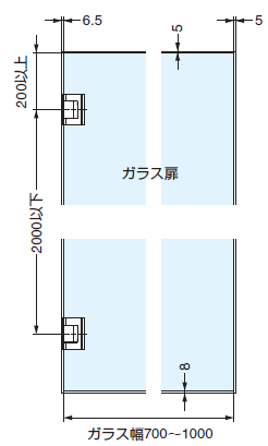 ソフトクロージング機構付ガラスドア用自由丁番 M8010型 壁取付タイプ