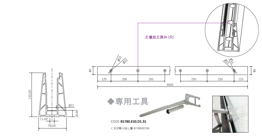 バラストレイドレールB1790